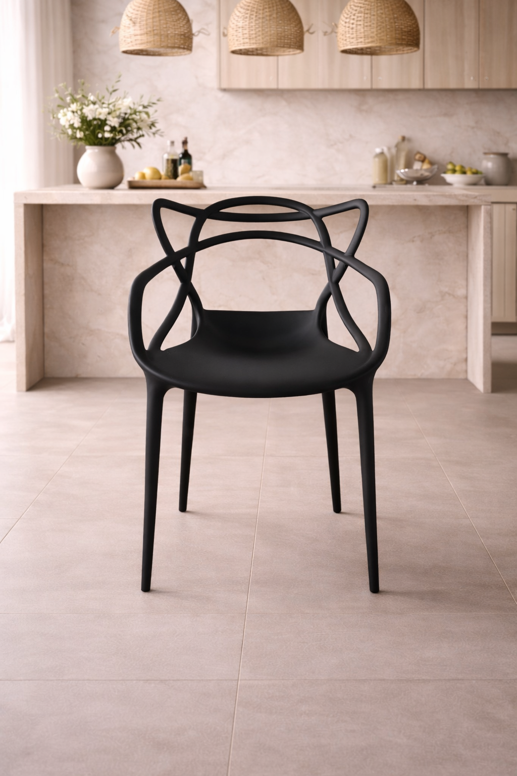 Sedia intrecciata bianca opaca